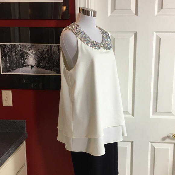 Julie Brown NYC Jeweled Top XL Cami Holiday party White - Picture 6 of 8